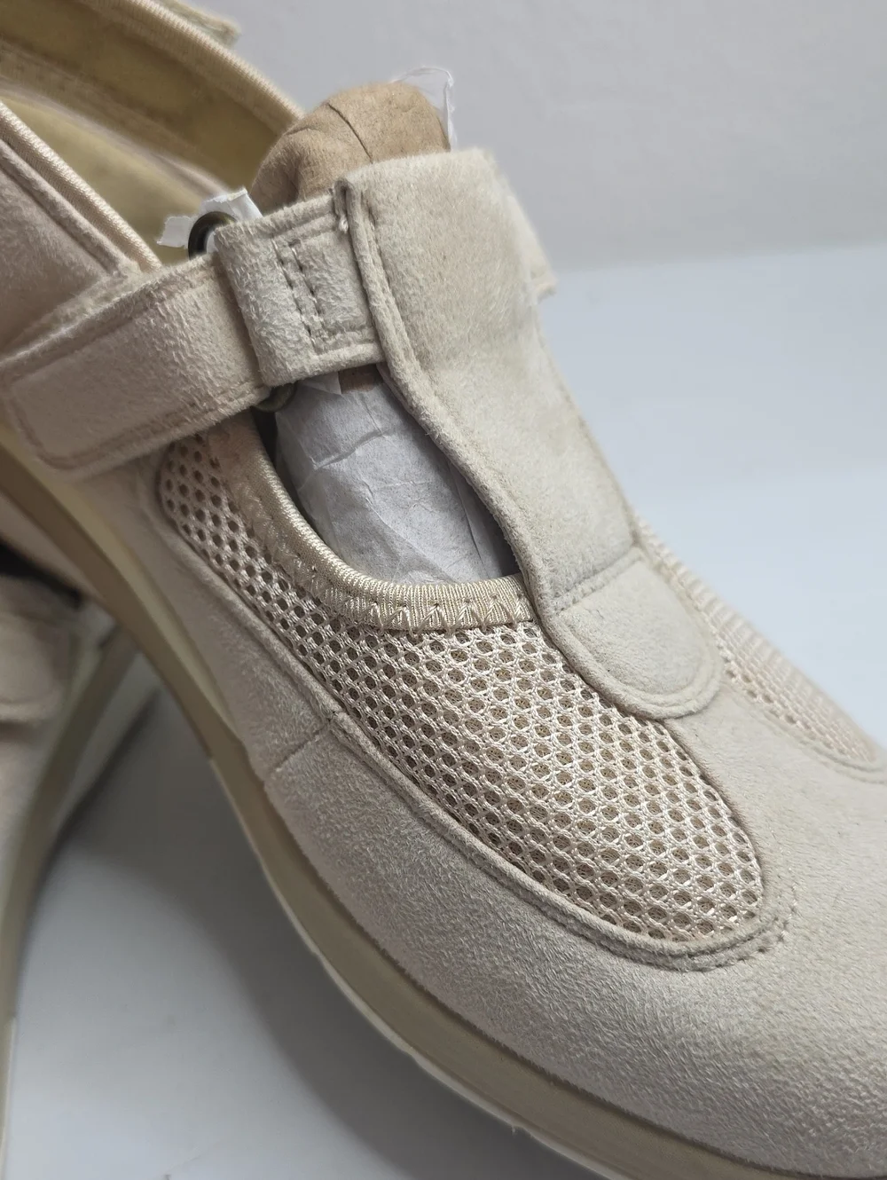 DREW ODYSSEY SLINGBACK ORTHOPEDIC HOOK/LOOP CREAM SUEDE WALKING SHOES LADIES 9.5